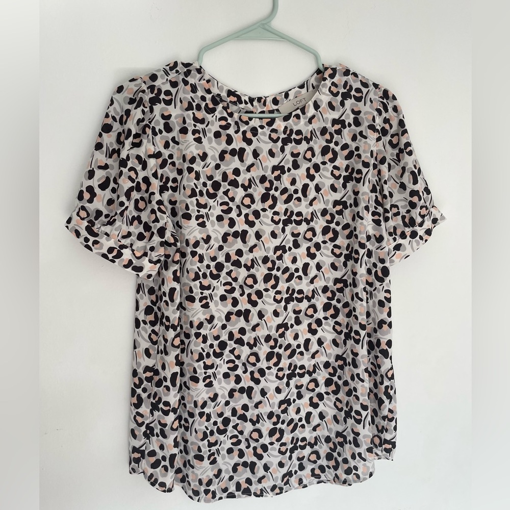 LOFT Print Blouse with Button Detail